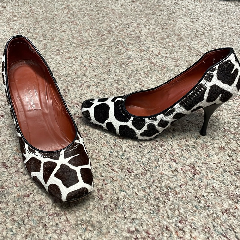 Donald J pliner pony hair leather heels with square toe